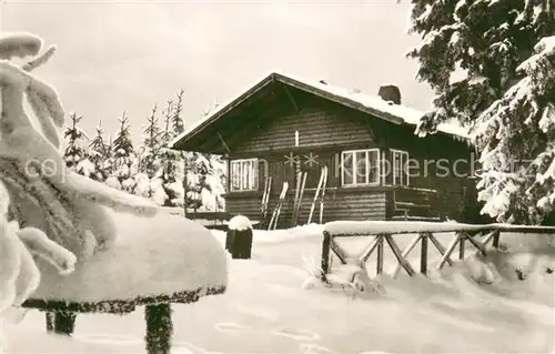 AK / Ansichtskarte Ilmenau_Thueringen Wintersportplatz Thueringer Wald Waldgasthaus Bobhuette Winterlandschaft Ilmenau Thueringen