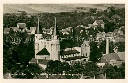 AK / Ansichtskarte Gernrode_Harz Stadtbild mit St. Cyriakikirche Gernrode Harz