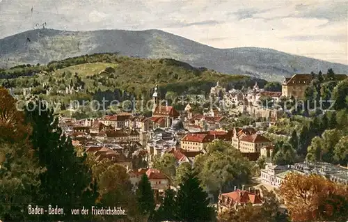 AK / Ansichtskarte Baden Baden vor der Friedrichshoehe C.F.wiedermann Nr.1941 A Baden Baden