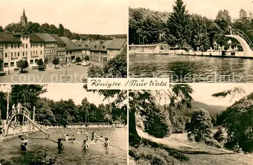 AK / Ansichtskarte Koenigsee_Thueringen Hotel Marktplatz Schwimmbad Panorama Koenigsee Thueringen