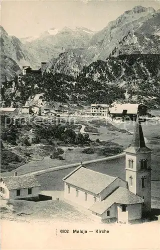 AK / Ansichtskarte Maloja_GR Ortsansicht mit Kirche Alpen Maloja_GR