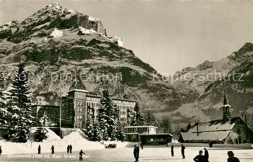 AK / Ansichtskarte Grindelwald Baer Grand Hotel Schlittschuhbahn Alpen Grindelwald