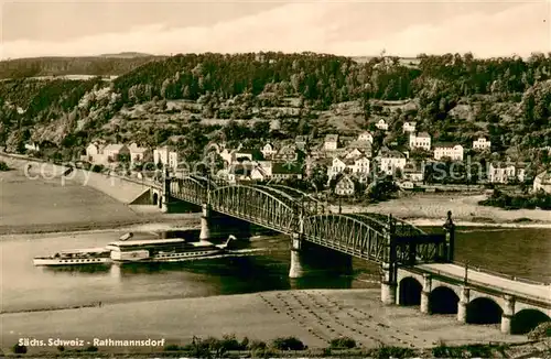 AK / Ansichtskarte Rathmannsdorf_Pirna Panorama Elbe Bruecke 