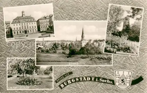 AK / Ansichtskarte 33 Burgstaedt_Sachsen Rathaus Teilansicht Tourastein Karl Liebknecht Heim  Burgstaedt_Sachsen