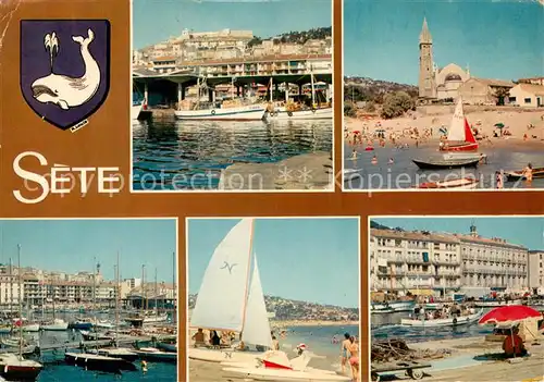 AK / Ansichtskarte Sete_Cette Le port voiliers plage eglise 