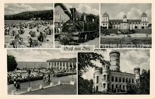 AK / Ansichtskarte Binz_Ruegen Strand Inselbahn Schloss Hotel Binz_Ruegen