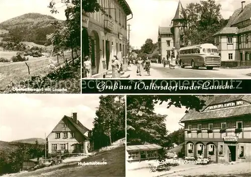 AK / Ansichtskarte Waltersdorf_Bad_Schandau Oberwaltersdorf Strassenpartie Hubertusbaude Gaststaette Grenzbaude Waltersdorf_Bad_Schandau