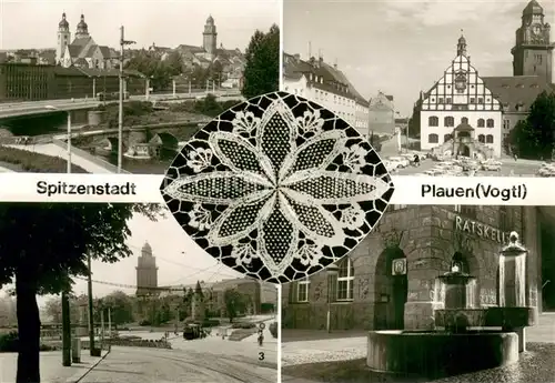 AK / Ansichtskarte Plauen__Vogtland Wilhelm Kuelu Bruecke Am Alten Rathaus Otto Grotewohl Platz Brunnen am Ratskeller 