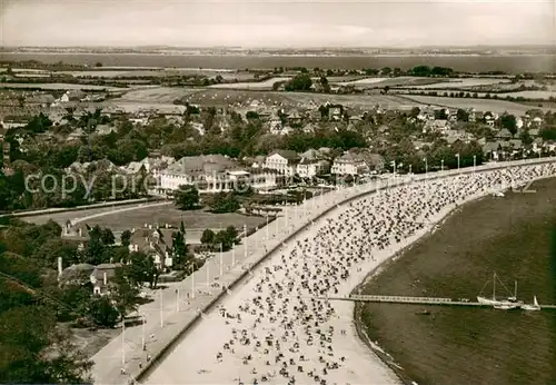 AK / Ansichtskarte Travemuende_Ostseebad Strand mit Casino Fliegeraufnahme Travemuende_Ostseebad