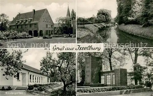 AK / Ansichtskarte Isselburg Partie a. d. Issel Rathaus Kindergarten Ehrenmal Isselburg