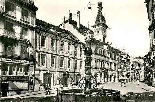 AK / Ansichtskarte Lausanne_VD Place de la Palud et Hotel de Ville Lausanne VD