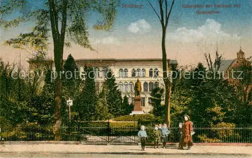 AK / Ansichtskarte Stolberg_Rheinland Kaiserplatz m. Denkmal u. Gymnasium Stolberg_Rheinland