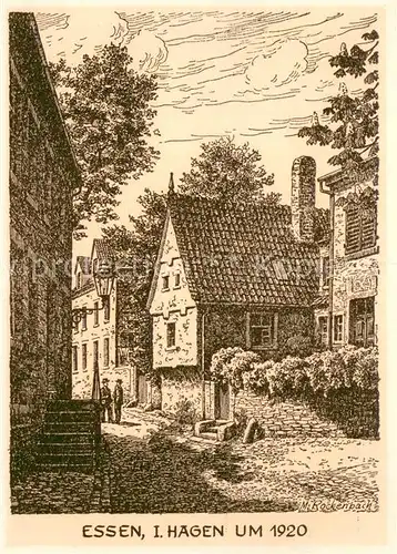 AK / Ansichtskarte Essen__Ruhr 1. Hagen Gasse Kuenstlerkarte M. Rockenbach 