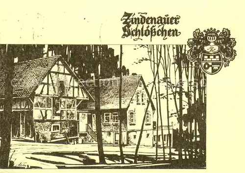 AK / Ansichtskarte Steinau_Odenwald Wald Cafe Restaurant Zindenauer Schloesschen Zeichnung Steinau Odenwald