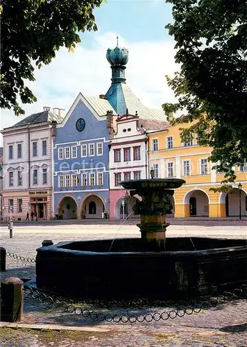 AK / Ansichtskarte Litomerice_Leitmeritz_Nordboehmen Ortspartie mit Brunnen Litomerice_Leitmeritz