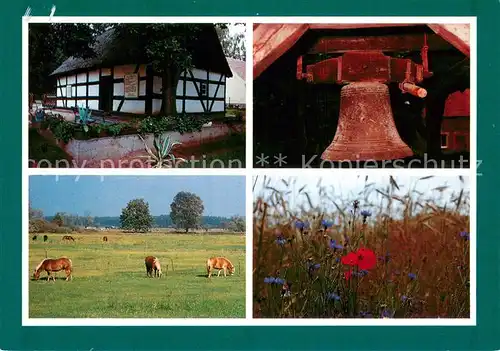 AK / Ansichtskarte Koenigs Wusterhausen Prieros Heimathaus Glockenstuhl Pferdekoppel Blumenwiese Koenigs Wusterhausen