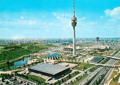 AK / Ansichtskarte Muenchen Olympiapark mit Olympiaturm Muenchen