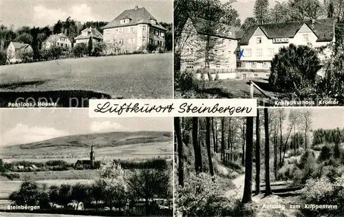 AK / Ansichtskarte Steinbergen Panorama Luftkurort im Wesergebirge Pensionshaeuser Kneippkurhaus Aufstieg zum Klippenturm Steinbergen