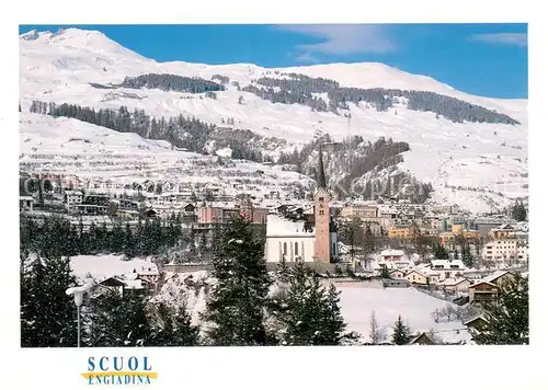 AK / Ansichtskarte Scuol_GR Panorama mit St Georgskirche Scuol_GR