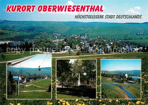 AK / Ansichtskarte Oberwiesenthal_Erzgebirge Panorama Kurort Fichtelberg Schwebebahn Springbrunnen Markt Sommerrodelbahn Oberwiesenthal Erzgebirge