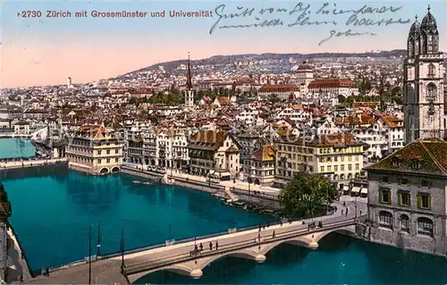 AK / Ansichtskarte Zuerich_ZH mit Grossmuenster und Universitaet Zuerich_ZH