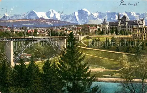 AK / Ansichtskarte Bern_BE Kirchenfeldbruecke Museum und die Alpen Bern_BE