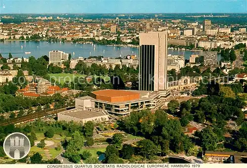 AK / Ansichtskarte Hamburg Congress Centrum mit Hotel Plaza Blick vom Fernsehturm Aussenalster Hamburg