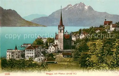 AK / Ansichtskarte Weggis_Vierwaldstaettersee mit Pilatus Weggis_Vierwaldstaettersee