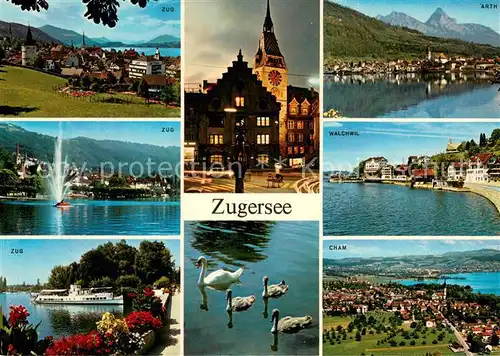 AK / Ansichtskarte Zugersee Zug Fahrgastschiff Rathaus Arth Walchwil Cham Zugersee