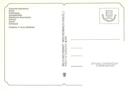 AK / Ansichtskarte Mittelbach_Ansbach_Mittelfranken Deutscher Sachsenhof Kirche Sportgaststaette Mittelbacher Bauernstube Rathaus Schule Mittelbach_Ansbach