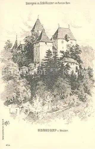 AK / Ansichtskarte Burgdorf_BE Schloss Zeichnung 