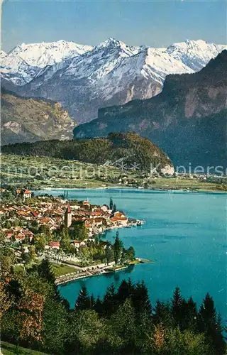 AK / Ansichtskarte Brienz_Brienzersee Panorama mit Hasliberge Brienz Brienzersee