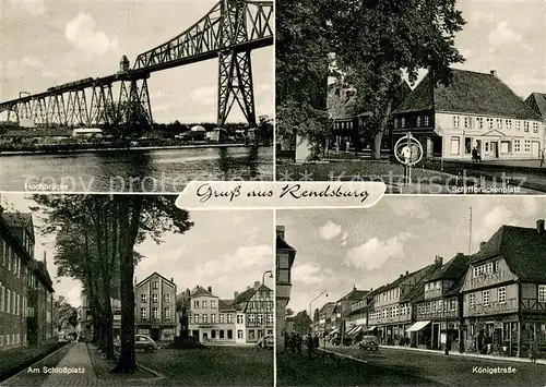 AK / Ansichtskarte Rendsburg Schiffbrueckenplatz Koenigstrasse Schlossplatz Hochbruecke Rendsburg