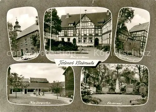 AK / Ansichtskarte Niederaula Buergerhaus Forsthaus Fachwerkhaeuser Kindergarten Ehrenmal Niederaula