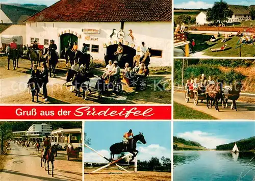 AK / Ansichtskarte Wiersdorf_Eifel Ferienranch Klaes Naturpark Suedeifel Reitstall Springreiten Ponykutsche Kinderspielplatz Wiersdorf Eifel