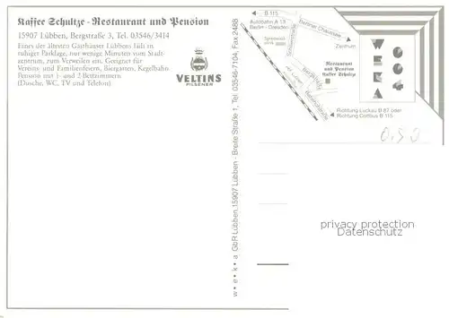 AK / Ansichtskarte Luebben_Spreewald Kaffee Schultze Restaurant Pension Luebben Spreewald