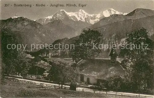 AK / Ansichtskarte Beatenberg_BE Kirche Eiger Moench Jungfrau 