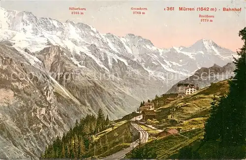 AK / Ansichtskarte Muerren_BE Bahnhof Silberhorn Grosshorn Breithorn Muerren_BE