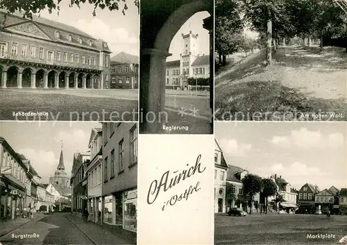 AK / Ansichtskarte Aurich_Ostfriesland Behoerdenhaus Regierung Am hohen Wall Burgstrasse Marktplatz Aurich_Ostfriesland