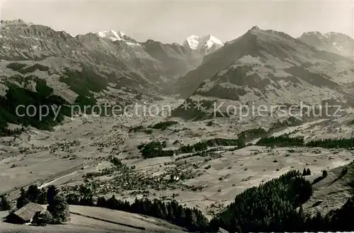 AK / Ansichtskarte Frutigen_BE Blick vom ueblenberg mit Kander Engstligetal Doldenhorn Balmhorn Altels und Elsighorn Frutigen BE