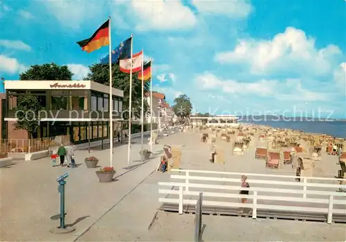 AK / Ansichtskarte Niendorf__Ostseebad_Timmendorferstrand Kurpromenade Cafe Annette Haus des Kurgastes 