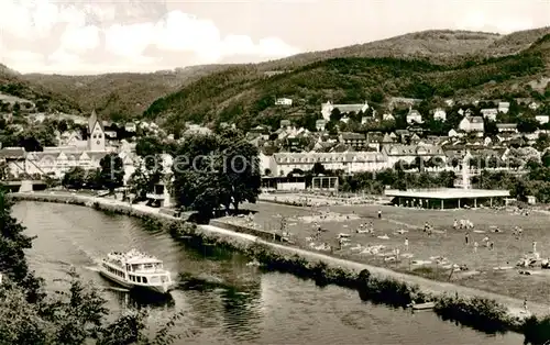 AK / Ansichtskarte Nassau_Lahn Schwimmbad u. Lahnpartie Nassau_Lahn