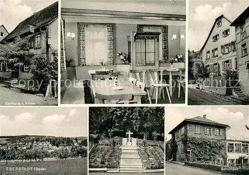 AK / Ansichtskarte Eberstadt_Baden Gasthaus zur Krone Gastzimmer Panorama Denkmal Schulhaus Eberstadt_Baden