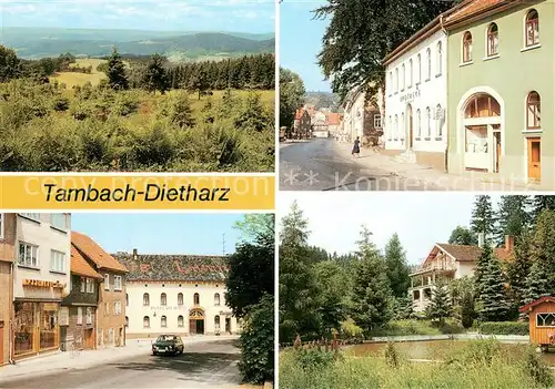 AK / Ansichtskarte Tambach Dietharz Ebertswiese Wilhelm Pieck Str Hotel Zum Lamm Haus am Schwanenteich Tambach Dietharz