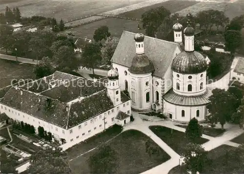 AK / Ansichtskarte Klosterlechfeld Wallfahrtskirche Maria Hilf mit Franziskanerkloster Klosterlechfeld Fliegeraufnahme Klosterlechfeld