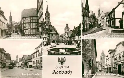 AK / Ansichtskarte Korbach Langefelder Str Rathaus Stechbahn Brunnen Prof Bier Str Kilianskirche Korbach