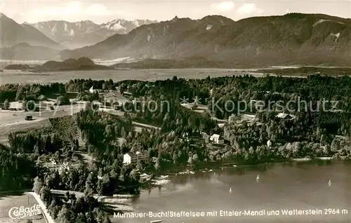 AK / Ansichtskarte Murnau_Staffelsee Panorama Ettaler Mandl und Wettersteingebirge Murnau_Staffelsee