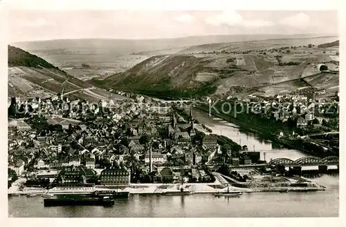 AK / Ansichtskarte Bingen_Rhein mit Nahemuendung Fliegeraufnahme Bingen Rhein