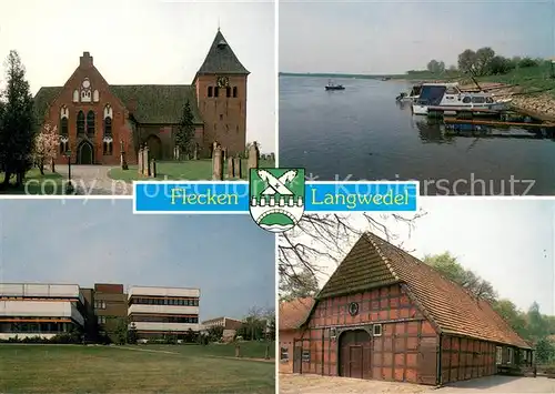 AK / Ansichtskarte Langwedel Daverden Kirche Langwedel Schulzentrum Hagen Grinden Weserbogen Haberloh Bauernhaus Langwedel