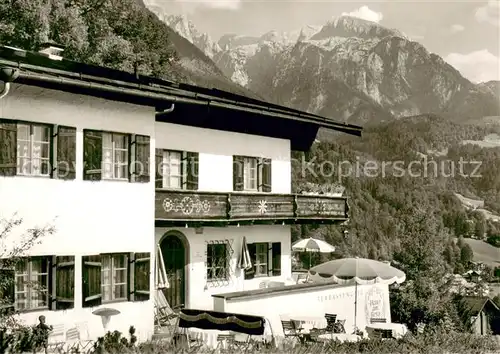 AK / Ansichtskarte Berchtesgaden Gaestehaus Herkommer Cafe Restaurant im Sommer Alpen Berchtesgaden